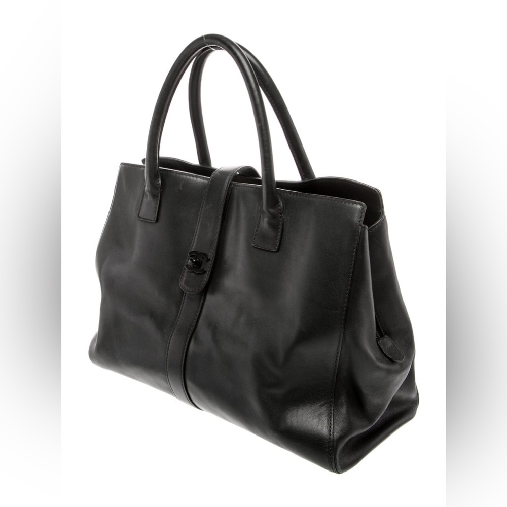 CHANEL Black Leather Top-Handle Tote - Picture 2 of 11